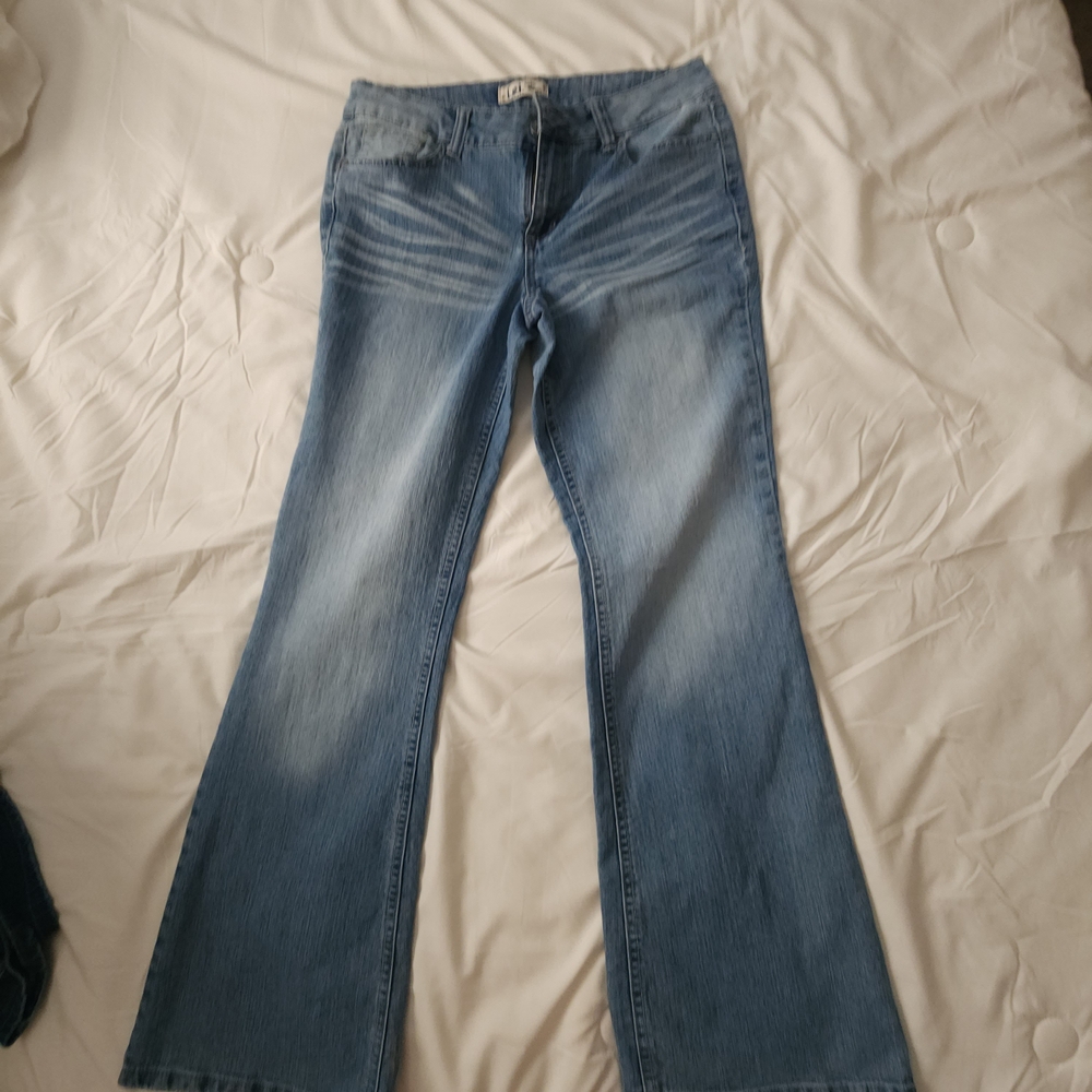 VINTAGE Y2K LEI Blue Flare Wide Leg Jeans Retro Chic
